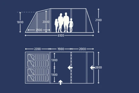 Kampa Tunneltent Hayling 4 Air 7 Kampa Tunneltent Hayling 4 Air - Afbeelding 5
