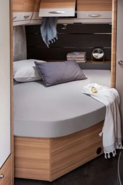 Walra Jersey Hoeslaken Frans Bed Rechts -Camping Gasstel Winkel Walra Jersey Mulitblend Grijs Rechts Boven