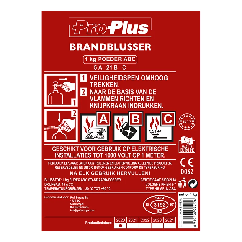 ProPlus Brandblusser 1Kg Abc Nl 7 ProPlus Brandblusser 1Kg Abc Nl - Afbeelding 5