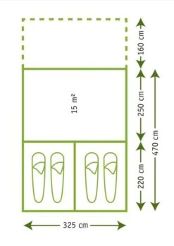 Karsten Tunneltent Lacerta - Beige -Camping Gasstel Winkel plattegrond lacerta